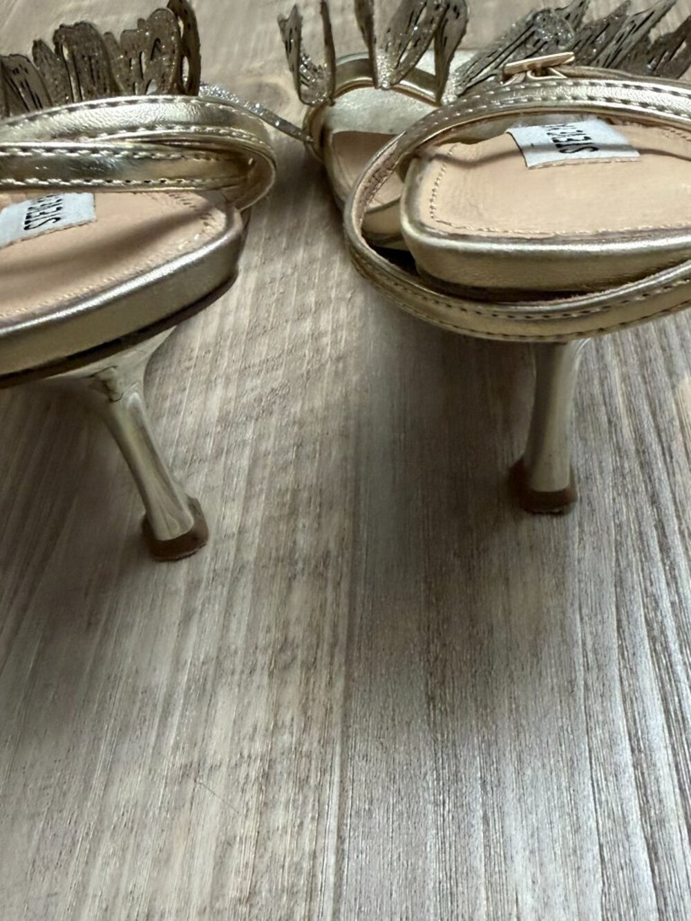 Steve Madden Gold Butterfly Ankle Strap Azariah Heels Size 6 - Picture 3 of 5